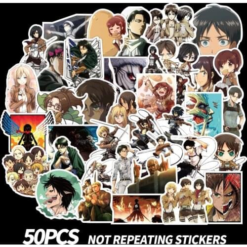 10/50Pcs Anime Attack on Titan Stickers Cartoon Sticker for Skateboard Motorcycle Scrapbook DIY Toy Laptop Snowboard Luggage
