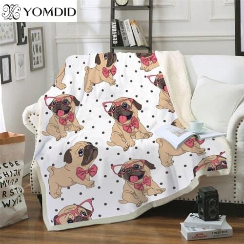 Bull Dog Pattern Bedspread blanket 150x200cm Super Soft Blanket for the sofa/Bed/Car Winter Warm Thickened double-layer blanket