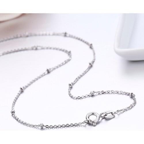 Thin 925 Sterling Silver Twinkle Cross Beads Chain Necklaces For Women Girls 45cm Jewelry kolye collares collane collier ketting
