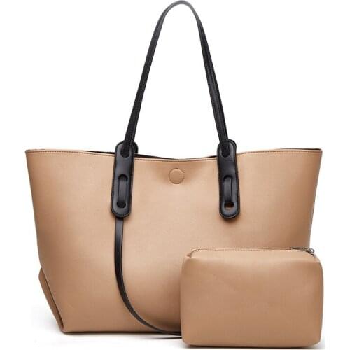FUNMARDI Large Capacity Tote Bag Shoulder Bags For Women Luxury Brand Solid Color Handbags PU Leather Belt designer Shopping Bag