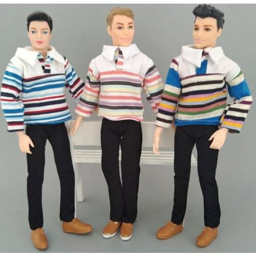 1SET 1:6 Boy Doll Clothes For Ken Doll Colorful Striped Shirt & Trousers Pants Clothes For Barbies Boyfriend Ken Prince Doll