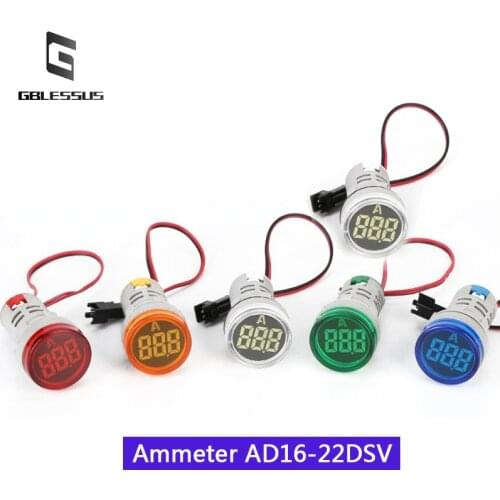 1 Psc Current Meters LED Signal Indicator Type 22MM 0-100A Round Large Screen Digital Display AC Ammeter AD16-22DSA