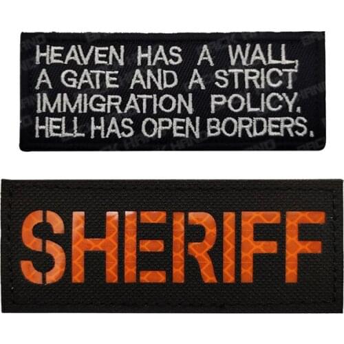 1 Pc Heaven Has A Wall English Embroidery Cloth Stickers SHERIFF Reflective Military Identification Badge Tactical Hook and Loop