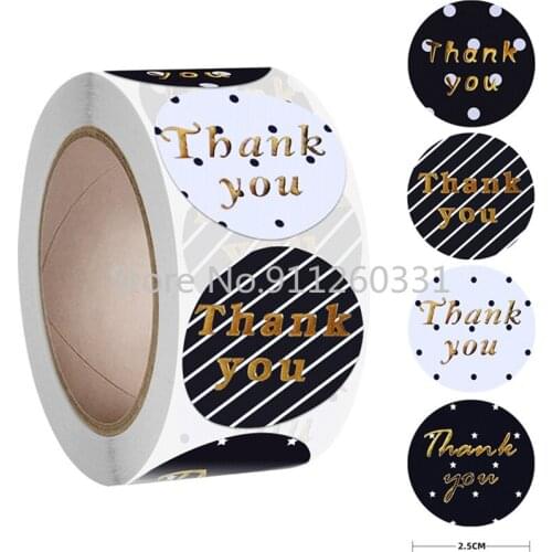 100-500Pcs Black&White Thank You Stickers for Parties Birthday/Wedding decor Sticker Seal Labels Baking Gift Package Decorative