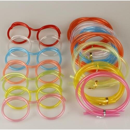 2/1pc Funny Soft Glasses Straw Unique Flexible Drinking Tube Kids Party Accessories Crazy Diy Straws for Birthday Party Supplies