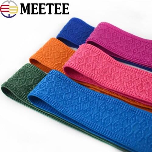 Meetee 4meters 50mm Width Elastic Bands Colorful Pattern DIY Crafts Sewing Waistband Clothing Pants Handmade Accessories AP584