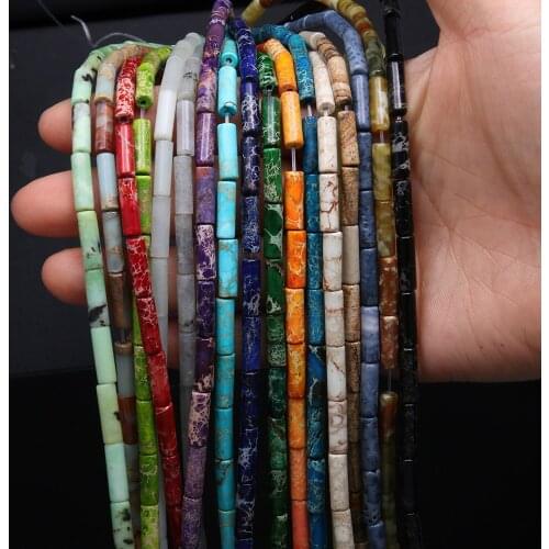 30Pcs/strand Natural Stone Beads For Jewelry Making Cylindrical Semi-precious Stone DIY Necklace Bracelet Anklet Accessory