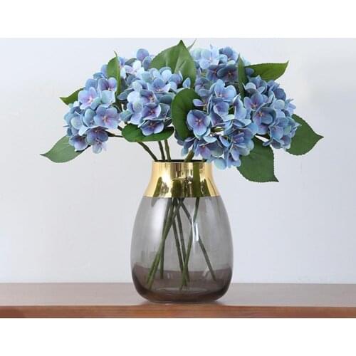 8 Colors 3D Big Artificial Hydrangea Flowers Branch Silk Fake Flores Wedding Table DIY Home Garden Decoration Fake Hydrangea