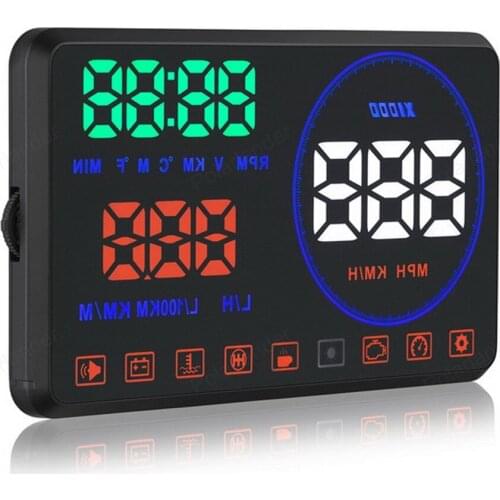 M9 Car head up display Windscreen Projector With OBD2 and EUOBD 5.5 inch HD Distance measurement HUD display Overspeed alarm