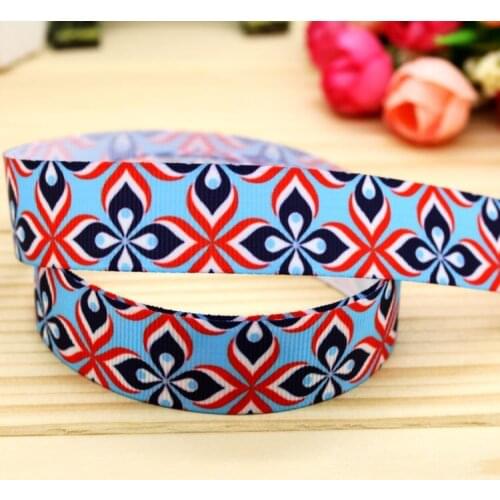 7/8'' Free shipping flowers printed grosgrain ribbon hairbow headwear party decoration diy wholesale OEM 22mm P5565