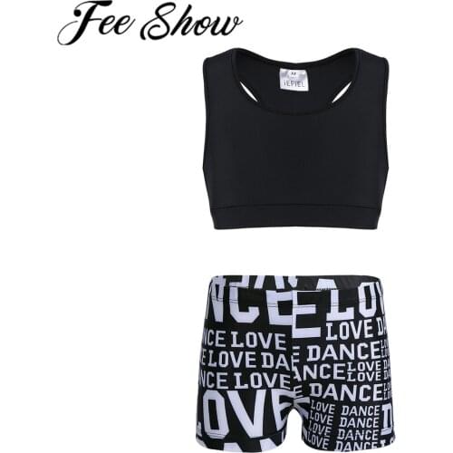 Kids Girls Gymnastics Ballet Dance Costume Leotard Yoga Outfit Athletic Short Tankini Top For Ballerina Tutu Children Dance Suit