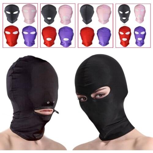 Fetish Open Mouth Hood Mask Breathable Mask Adult Game Erotic Party Mask Hood Sexy Eye Mask BDSM Headgear Slave Bondage Sex Toy