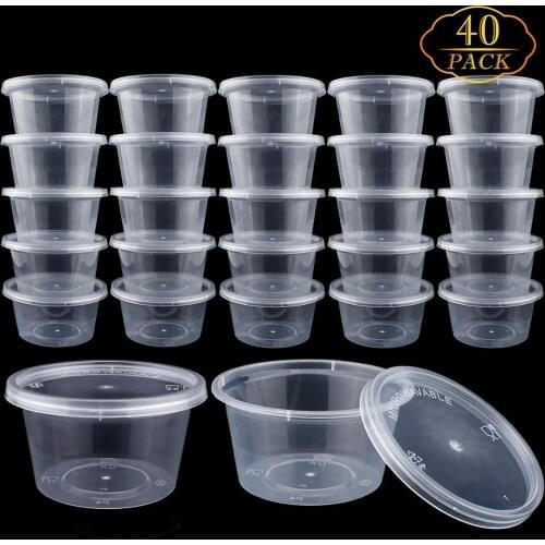 40 Pcs 4oz Big Size Clear Slime Foam Ball Storage Containers with Lids