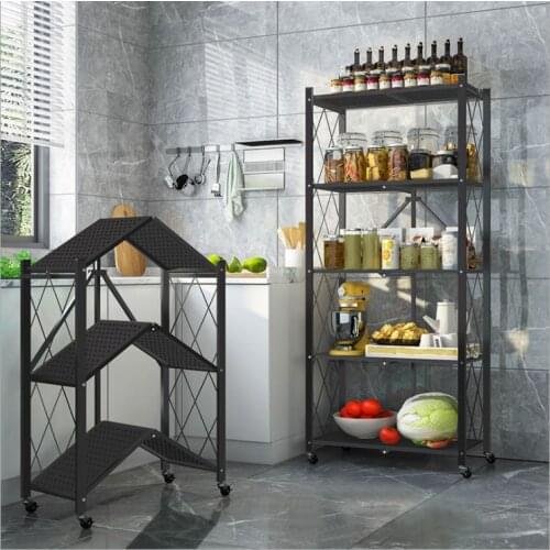 Multi-Functional Folding Shelving Modern and Simple Multi-functional Metal Black White Household Living room Bedroom Balcony Kit