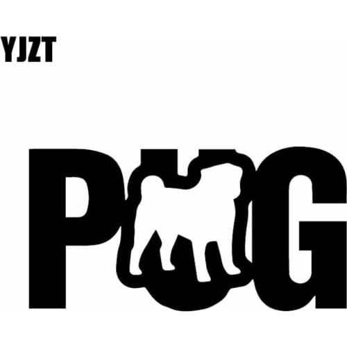 YJZT 15.6X8.1CM PUG Vinyl Decal Dog Breed Intereting Animal Car Stickes Decoration Black/Silver C24-1540
