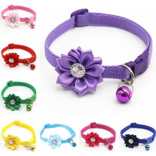 Pet Dog Collar Bell Flower Necklace Collar for Small Dog Puppy Buckle Cat Collar Bell Flower Pet Supplies Dog Accessories