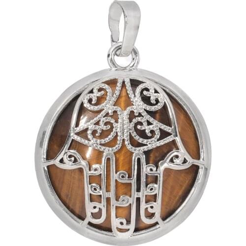 Inverted Palm Pattern Amethyst Pendant Reilki Crystal Rock Quartz Charms For Jewelry Making Women Necklace Diy Accessories