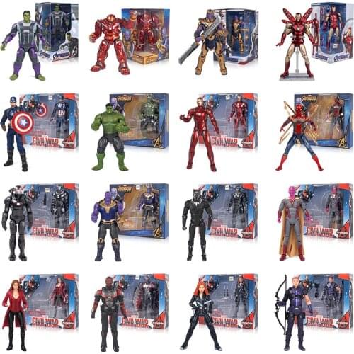 Genuine 17CM Marvel Avengers Endgame Super Heroes Iron Man Black Panther SpiderMan Captain America Action Figure Model Kids Toys