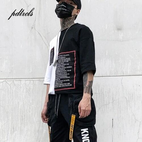 Hot Western Style Fashionable Brands Length Irregularity Letter Printed Mens T-Shirts Hip Hop Casual Male Tops Tees Streetwear