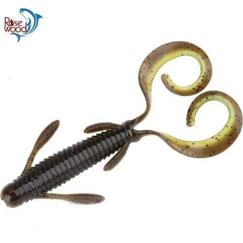 RoseWood Shrimp Fishing Lure 5pcs 6g 9.5cm Dual Tails Crazy Craws Bait Soft Lure Silicone Creature Lures For Fishing Bass Gear