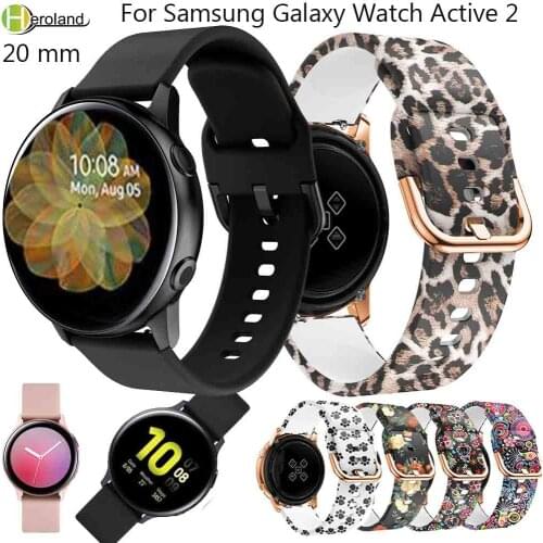 20mm Printing Silicone active2 Watchband For Samsung Galaxy watch active 2 40mm 44MM Bracelet Band strap For Garmin Move Style