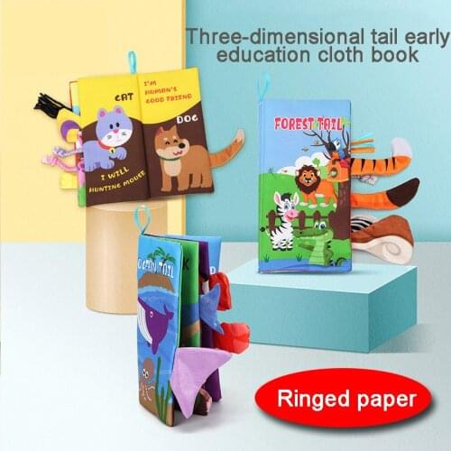 Cloth book Ringed paper 3D Three-dimensional tail Baby Soft Cloth Book early education for Newborns 0 12 Months Old Boy Kid Gift