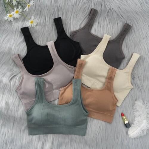 Women Tank Tops Streetwear Push Up Cropped Top For Female Solid Color Casual Sexy Lingerie Fashion Girl Wirefree Camisole