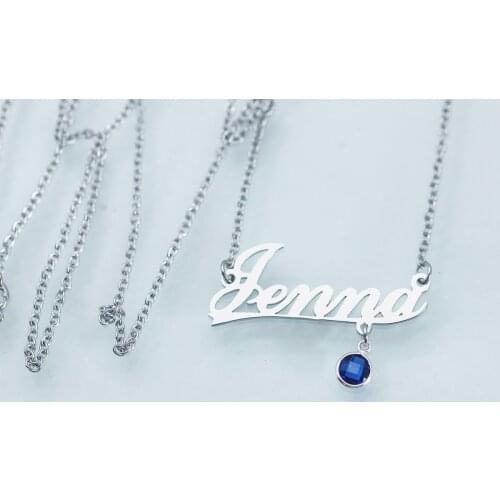 316 Stainless Steel Jewelry Custom Woman Birthstone English Name Pendant Necklace
