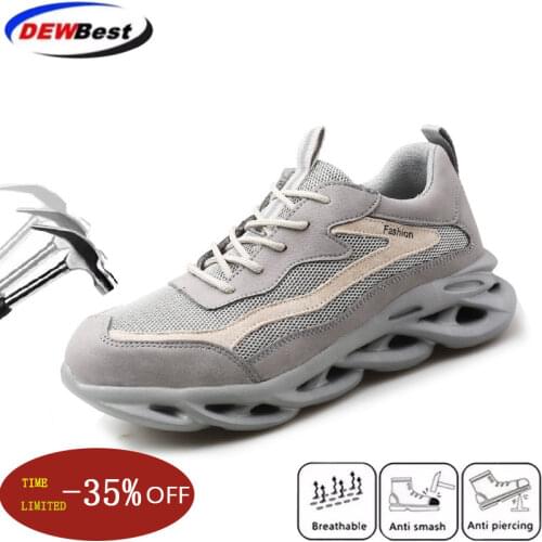 Safety shoes fashion sports breathable ultra light protective shoes anti-smashing anti-stab industrial steel-head work shoes