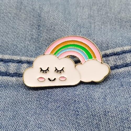 Golden Metal Enamel Brooch Beautiful Cute Rainbow Pins For Backpacks Womens Brooch Badges Jewelry Gifts Coat Dress Accessories