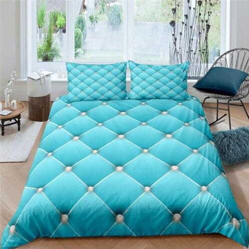 Bedding Sets Luxury 3D Diamond Lattice Print 2/3Pcs Kids Geometry Duvet Cover Pillowcase Home Textile Single/Queen/King Size