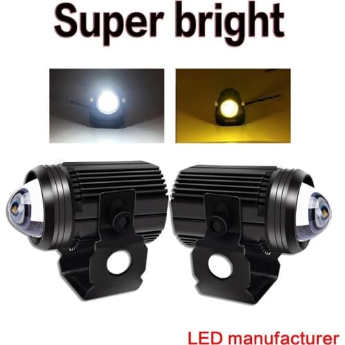 2Pc BA20D H4 T19 H6 H7 Moto ATV SUV Tractor Jeep Yacht Truck Dual Color 30W Working Fog Lights LED Headlights External Spotlight
