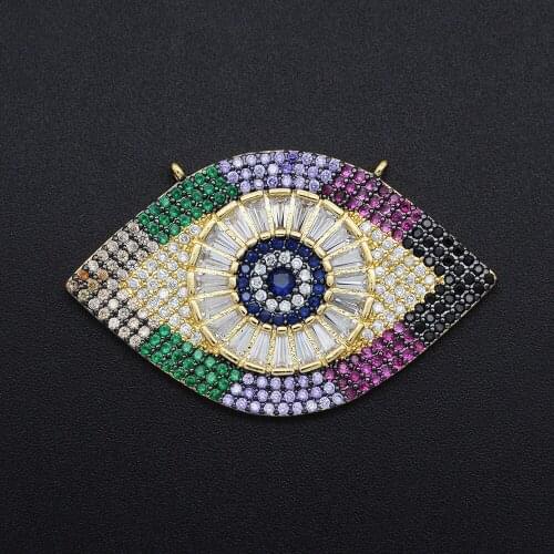 40x25mm CZ Zircon DIY Jewelry Amulet Evil Eye Charm Connectors Wholesale OEM Order Accepted Fashion Jewelry Accessories
