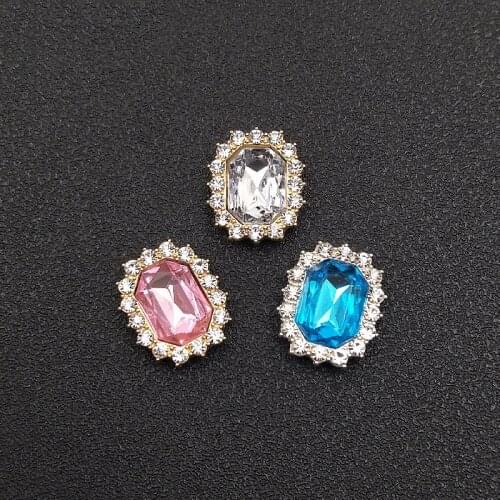 5pcs 3 color oval flatback clear crystal alloy craft for hairdress kc gold plating