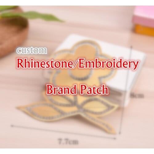 5pcs/lot Sparkling Rhinestone Brand Pattern Clothes Patches Embroidery Patch Custom