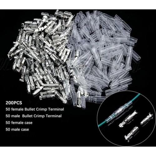 50Sets 4mm Car Auto Motorcycle Bullet Terminals Male & Female Wire Bullet Crimp Connectors Terminal With Insulation Sheath