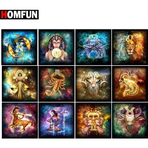 HOMFUN Full Square/Round Drill 5D DIY Diamond Painting "Twelve constellations" 3D Embroidery Cross Stitch 5D Home Decor Gift