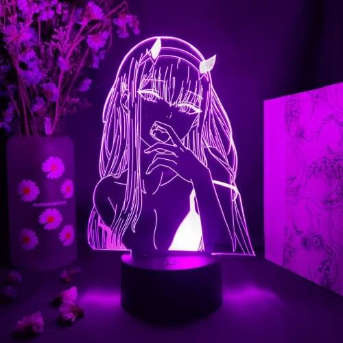 Anime Figurine Zero Two Figure 3D Night Light Manga Art Home Decoration Acrylic Desk Lamp Darling In The Franxx 02 Gift Gadgets