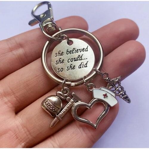 Syringe Stethoscope Keychains Key Chain Keyring Doctor Nurse Physicians Medical Graduation Women Bag Keychain Gift Jewelry