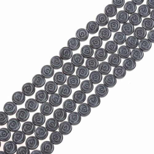 Natural Stone Hematite Beads Matt Round shape Loose Rose Flower beads 8mm for DIY Necklace Bracelet Jewelry Making Accessories