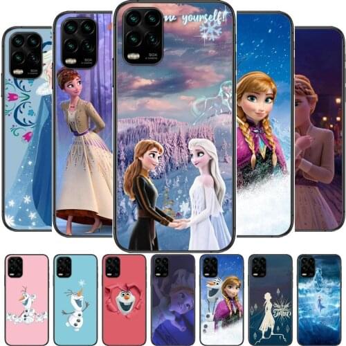 Elsa and Anna Frozen Disney cartoon Phone Case For XiaoMi Redmi Note 11 10 9S 8 7 6 5 A Pro T Y1 Anime Black Cover Silicone Back