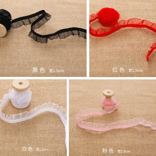 5 Yards Elastic Red White Black Pink Ruffle Elastic Lace Trim Stretch Lace Band for Baby Hair Accessories Sewing Garmen Material
