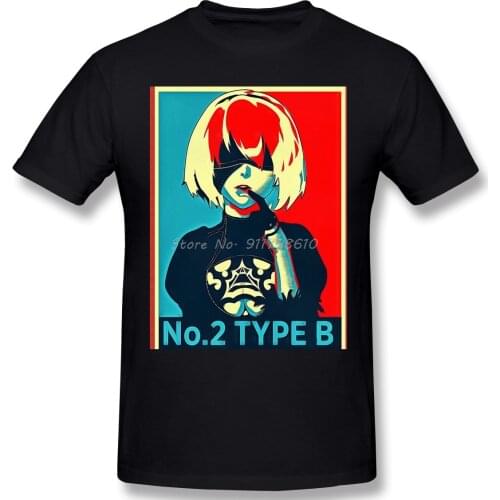 T-Shirt For Men Nier Automata 2B Tri-blend Cotton NieR Automata T Shirt Funny Anime Men Tee Streetwear Harajuku