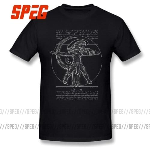 Vitruvian Hunters Negative Alien Covenant T Shirt Alien vs Predator Mans Short Sleeves Tops Printed T-Shirt Summer Cotton Tees