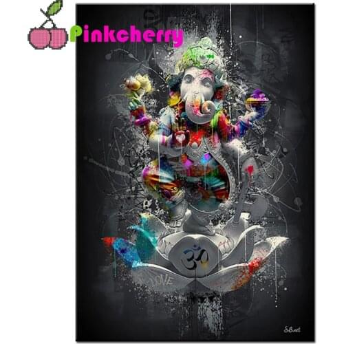 Graffiti Hindu Elephant God 5d diy diamond painting cross stitch full drill Religion Ganesha Lotus diamond embroidery gift k611