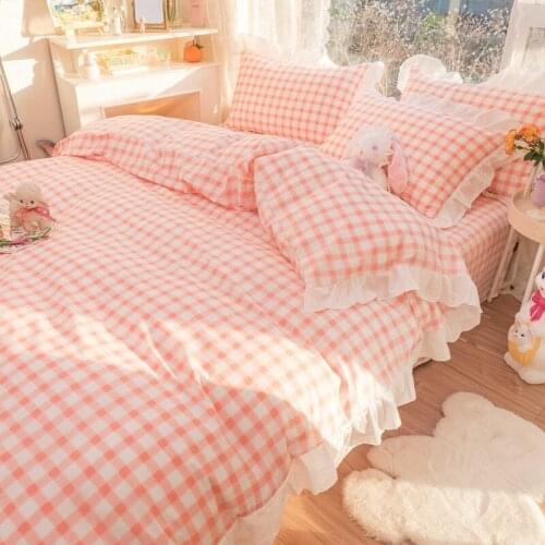 Princess wind cotton four-piece set 2021 spring lace sheets set 4 piece set small fresh fruit bedding comforter bedding sets