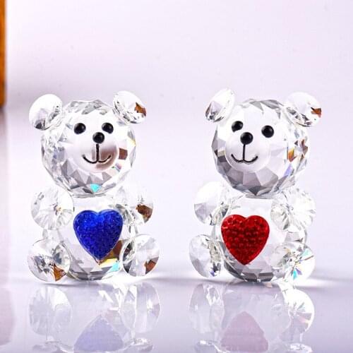 Crystal Bear With Bow Tie Figurines Paperweight Crafts Art&Collection Souvenir Birthday Christmas Gifts Wedding/ Home Decoration