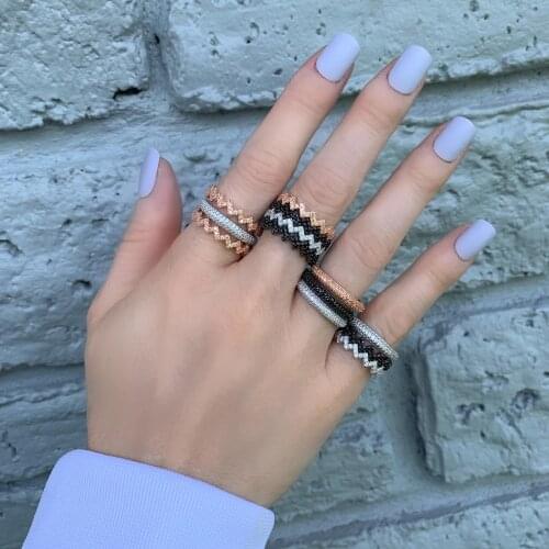 925 sterling silver full cz eternity band delicate clear black cz cute girl women sparking classic full cz stack skinny ring