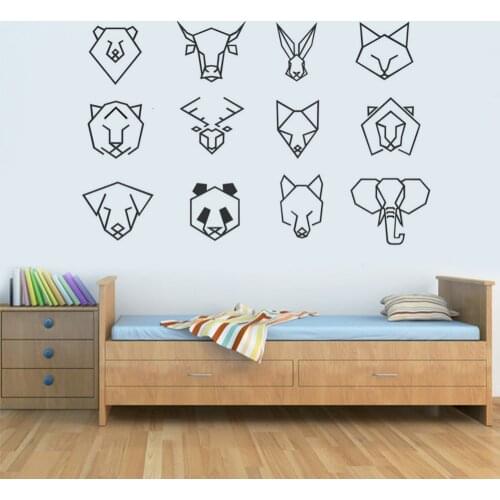 Bear, Bull, Fox, Tiger, Deer, Wolf... Geometric Animal Pattern Vinyl Wall Decal Home Decor Art Mural Animals Wall Stickers