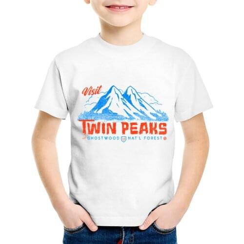 Fashion Print Visit Twin Peaks Children T-shirts Kids Summer Short Sleeve Tee shirt cartoon kids t shirt for boys Clothing 83210